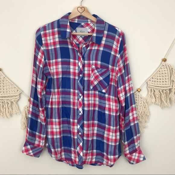 Rails Hunter Pink & Blue Plaid Button Down Top - Picture 3 of 8